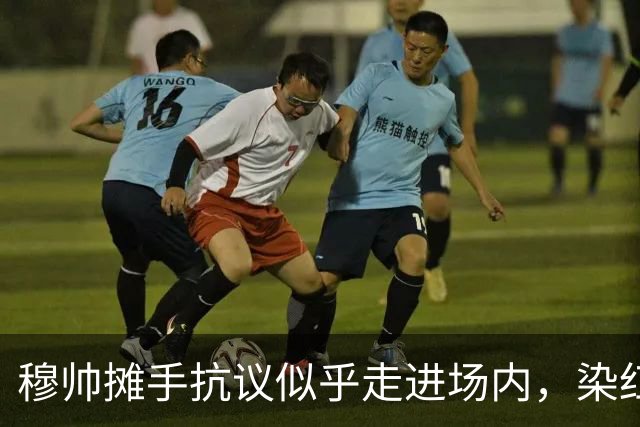 穆帅摊手抗议似乎走进场内，染红后手指自己